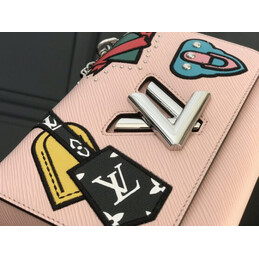 Replica Louis Vuitton Pale Pink Multicolor Patch Twist MM
