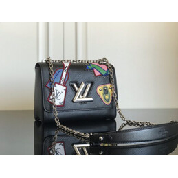 Replica Louis Vuitton Black Multicolor Patch Twist MM