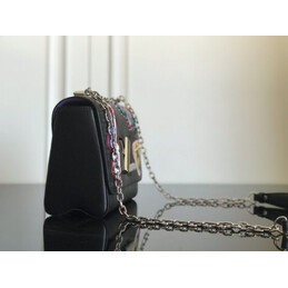 Replica Louis Vuitton Black Multicolor Patch Twist MM