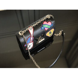 Replica Louis Vuitton Black Multicolor Patch Twist MM