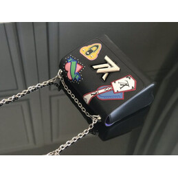 Replica Louis Vuitton Black Multicolor Patch Twist MM