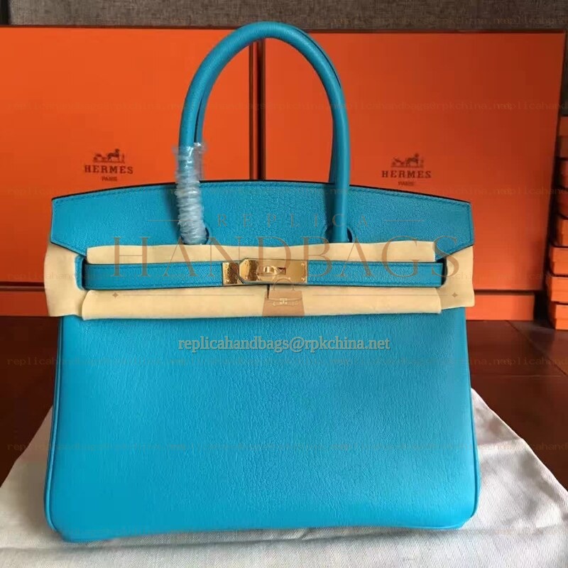 Replica Hermes Turquoise Birkin 30 Gold Hardware Bag