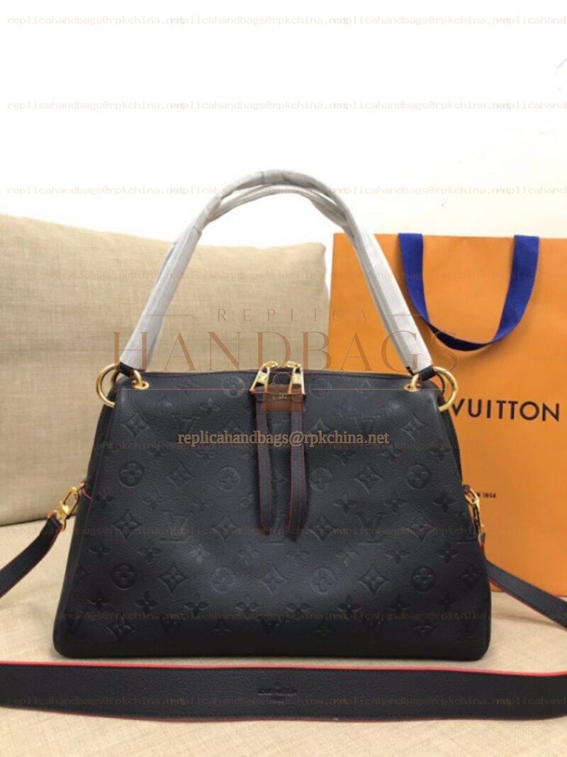 Replica Louis Vuitton Navy Blue Embossed Monogram Ponthieu PM