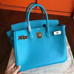 Replica Hermes Turquoise Birkin 30 Gold Hardware Bag