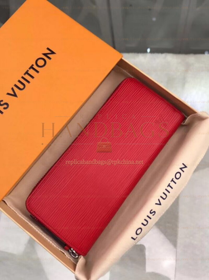 Replica Louis Vuitton Red Textured Clemence Wallet