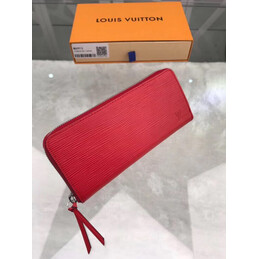 Replica Louis Vuitton Red Textured Clemence Wallet