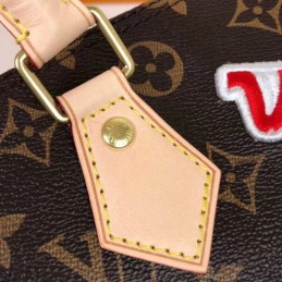 Replica Louis Vuitton Brown Monogram Travel Patch Speedy 30 - Style 2