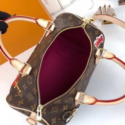 Replica Louis Vuitton Brown Monogram Travel Patch Speedy 30 - Style 2