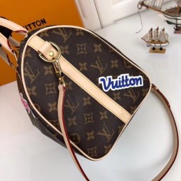 Replica Louis Vuitton Brown Monogram Travel Patch Speedy 30 - Style 2