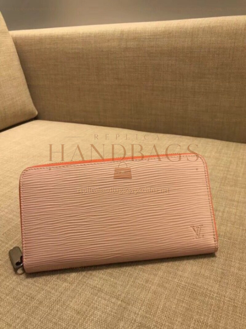 Replica Louis Vuitton Pale Pink Textured Zippy Wallet