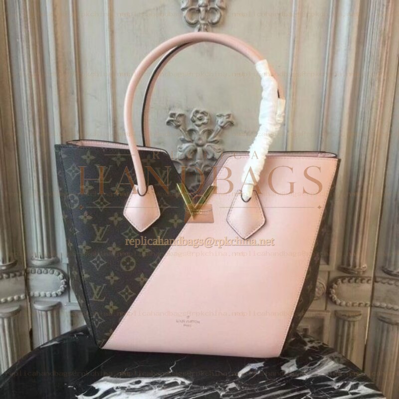 Replica Louis Vuitton Brown Monogram Pale Pink Panel Kimono MM