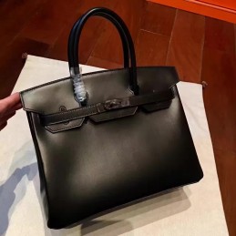 Replica Hermes Black Birkin 30 Bag Dark Hardware