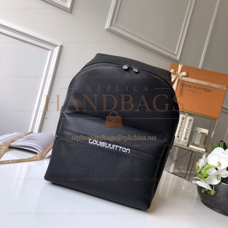 Replica Louis Vuitton Black Leather Logo Apollo Backpack