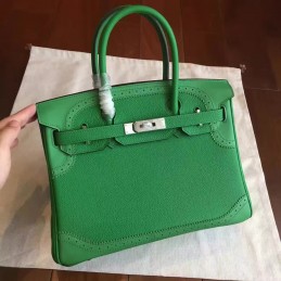 Replica Hermes Green Birkin 30 Palladium Hardware Bag