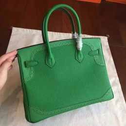 Replica Hermes Green Birkin 30 Palladium Hardware Bag