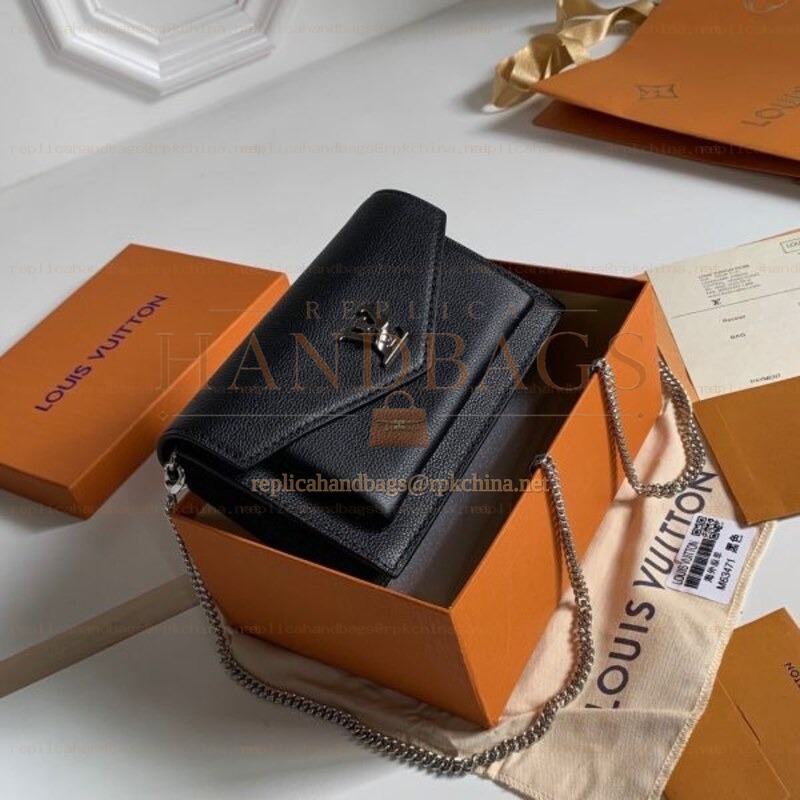 Replica Louis Vuitton Black MyLockme Chain Pochette