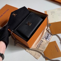Replica Louis Vuitton Black MyLockme Chain Pochette