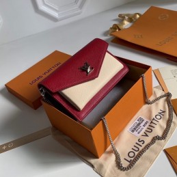 Replica Louis Vuitton Red Ivory MyLockme Chain Pochette