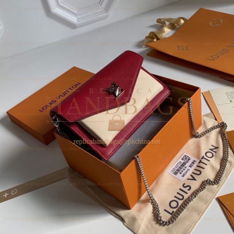 Replica Louis Vuitton Red Ivory MyLockme Chain Pochette