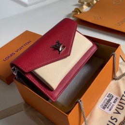 Replica Louis Vuitton Red Ivory MyLockme Chain Pochette