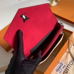 Replica Louis Vuitton Red Ivory MyLockme Chain Pochette