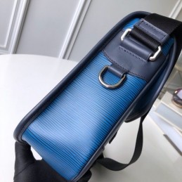 Replica Louis Vuitton Blue Leather Logo Messenger