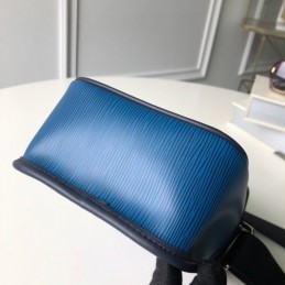 Replica Louis Vuitton Blue Leather Logo Messenger
