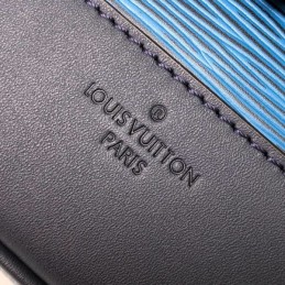 Replica Louis Vuitton Blue Leather Logo Messenger