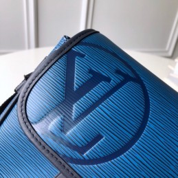 Replica Louis Vuitton Blue Leather Logo Messenger