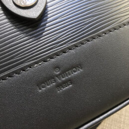 Replica Louis Vuitton Black Leather Logo Messenger