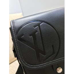 Replica Louis Vuitton Black Leather Logo Messenger