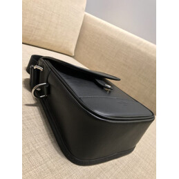 Replica Louis Vuitton Black Leather Logo Messenger