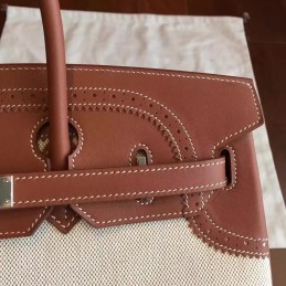 Replica Hermes Canvas Brown Birkin 35 Palladium Hardware Bag