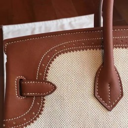 Replica Hermes Canvas Brown Birkin 35 Palladium Hardware Bag