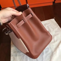 Replica Hermes Canvas Brown Birkin 35 Palladium Hardware Bag