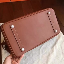 Replica Hermes Canvas Brown Birkin 35 Palladium Hardware Bag