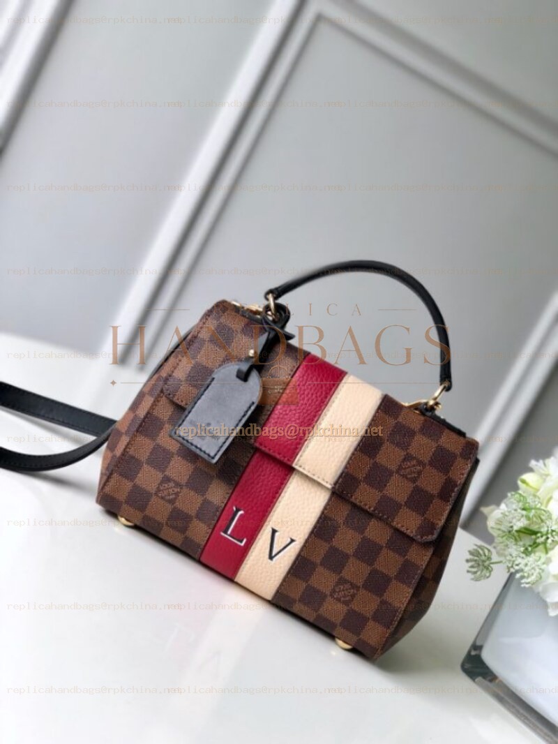 Replica Louis Vuitton Brown Damier Ebene Red Stripe Bond Street BB
