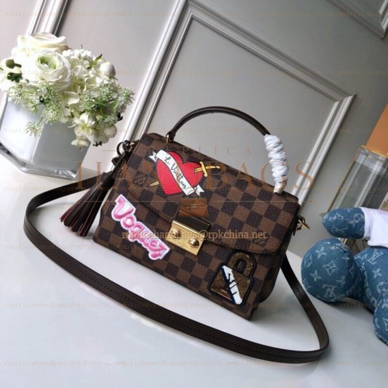 Replica Louis Vuitton Brown Damier Ebene Patch Croisette