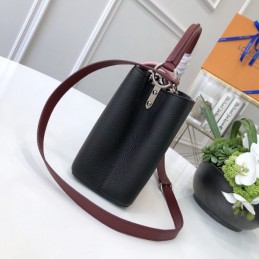 Replica Louis Vuitton Black Pale Pink Handle Capucines BB