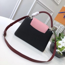 Replica Louis Vuitton Black Pale Pink Handle Capucines BB