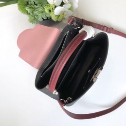 Replica Louis Vuitton Black Pale Pink Handle Capucines BB