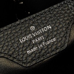 Replica Louis Vuitton Black Pale Pink Handle Capucines BB