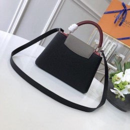 Replica Louis Vuitton Black Red Handle Capucines BB