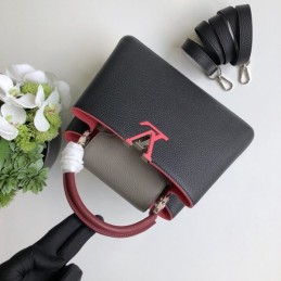 Replica Louis Vuitton Black Red Handle Capucines BB