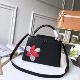 Replica Louis Vuitton Black Floral Capucines BB