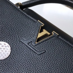 Replica Louis Vuitton Black Floral Capucines BB