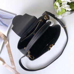 Replica Louis Vuitton Black Floral Capucines BB