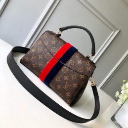 Replica Louis Vuitton Brown Monogram Red Black Stripe Georges BB