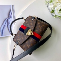 Replica Louis Vuitton Brown Monogram Red Black Stripe Georges BB
