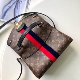Replica Louis Vuitton Brown Monogram Red Black Stripe Georges BB